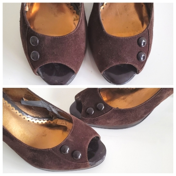 BCBG Brown Suede Heels Size 7.5 - Picture 3 of 12
